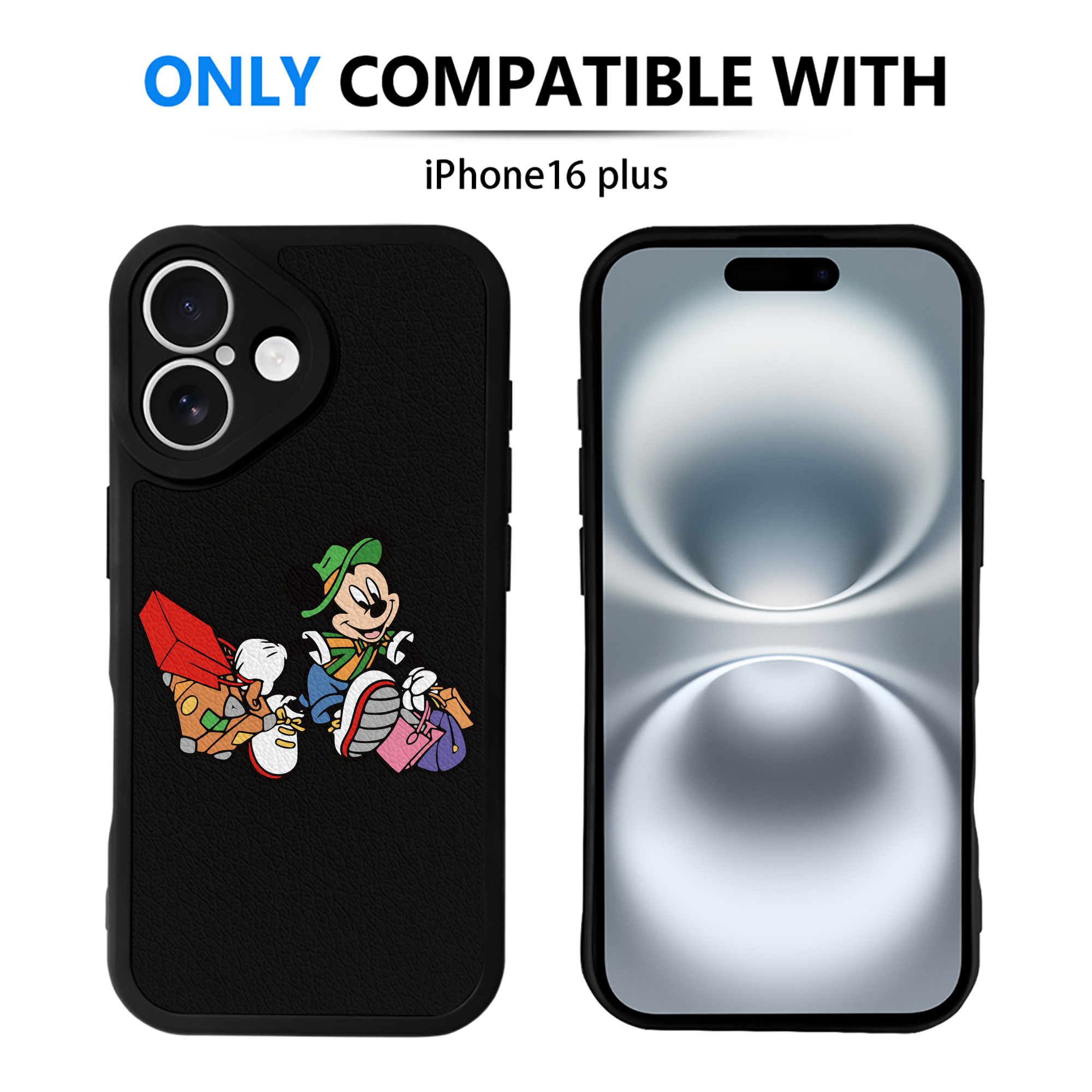 （画像用） ミッキーマウス Mickey Mouse 【iPhone 16シリーズ対応】シリコンスマホケース（レザー調） 材質：シリコン